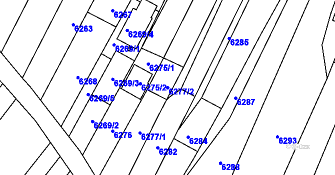 Parcela st. 6277/2 v KÚ Mutěnice, Katastrální mapa