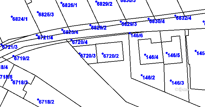 Parcela st. 6720/2 v KÚ Mutěnice, Katastrální mapa