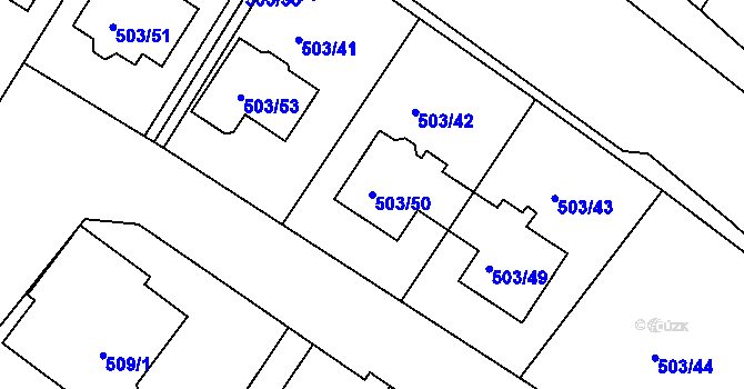 Parcela st. 503/50 v KÚ Mutěnice, Katastrální mapa