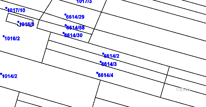 Parcela st. 6614/2 v KÚ Mutěnice, Katastrální mapa