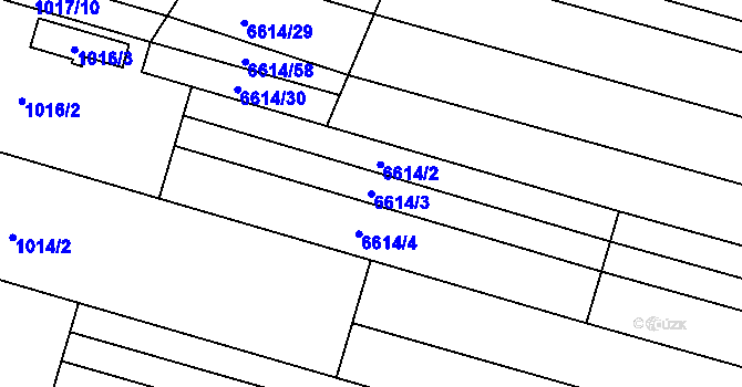 Parcela st. 6614/3 v KÚ Mutěnice, Katastrální mapa
