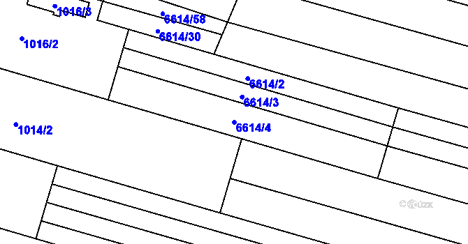 Parcela st. 6614/4 v KÚ Mutěnice, Katastrální mapa