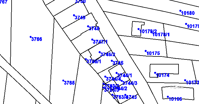 Parcela st. 3746/2 v KÚ Mutěnice, Katastrální mapa