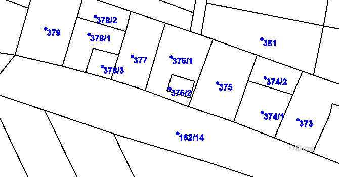 Parcela st. 376/2 v KÚ Mutěnice, Katastrální mapa
