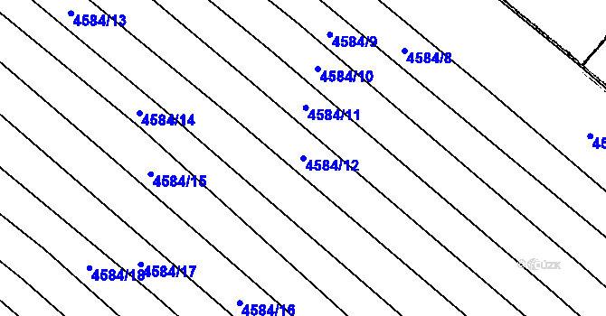 Parcela st. 4584/12 v KÚ Mutěnice, Katastrální mapa
