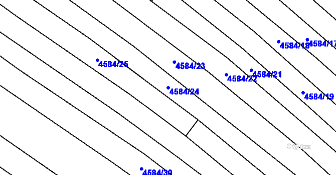 Parcela st. 4584/24 v KÚ Mutěnice, Katastrální mapa