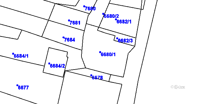 Parcela st. 6680/1 v KÚ Mutěnice, Katastrální mapa