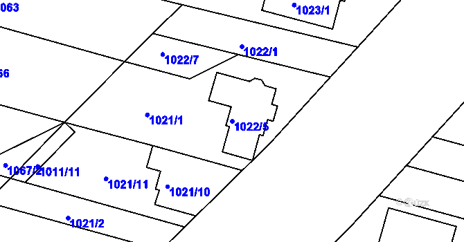 Parcela st. 1022/5 v KÚ Mutěnice, Katastrální mapa