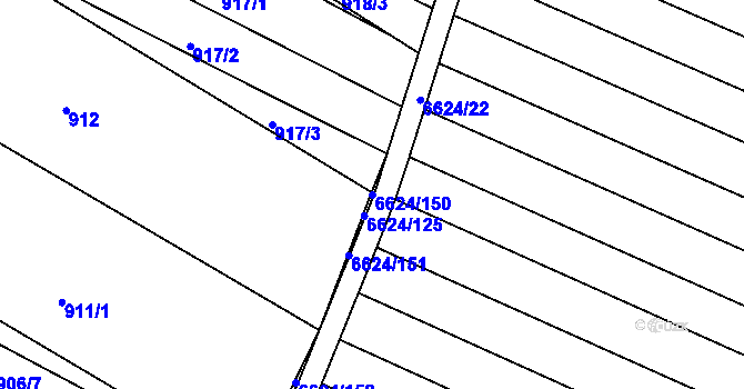 Parcela st. 6624/150 v KÚ Mutěnice, Katastrální mapa