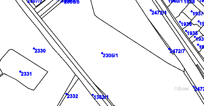 Parcela st. 2305/1 v KÚ Mutěnice, Katastrální mapa