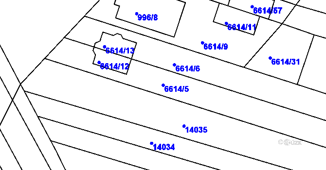 Parcela st. 6614/5 v KÚ Mutěnice, Katastrální mapa