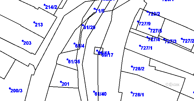 Parcela st. 61/41 v KÚ Mutěnice, Katastrální mapa
