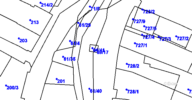 Parcela st. 69/17 v KÚ Mutěnice, Katastrální mapa