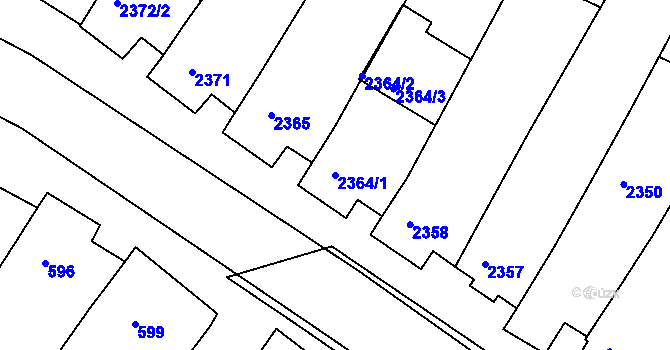 Parcela st. 2364/1 v KÚ Mutěnice, Katastrální mapa