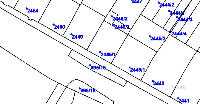 Parcela st. 2446/1 v KÚ Mutěnice, Katastrální mapa