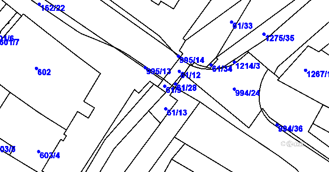 Parcela st. 61/9 v KÚ Mutěnice, Katastrální mapa