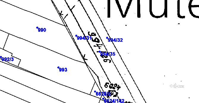 Parcela st. 994/35 v KÚ Mutěnice, Katastrální mapa