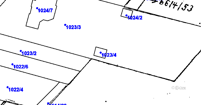 Parcela st. 1023/4 v KÚ Mutěnice, Katastrální mapa