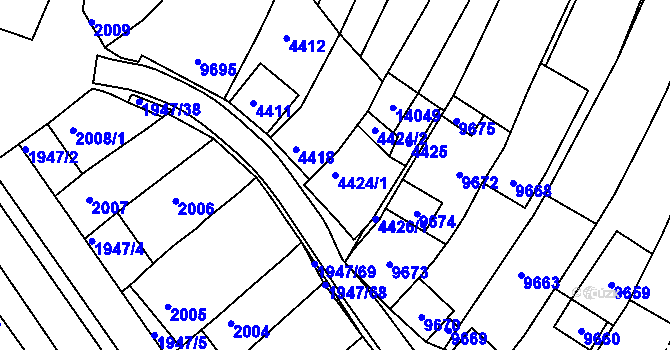 Parcela st. 4424/1 v KÚ Mutěnice, Katastrální mapa