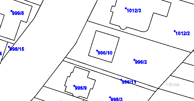 Parcela st. 996/10 v KÚ Mutěnice, Katastrální mapa