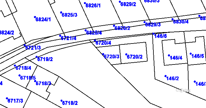 Parcela st. 6720/3 v KÚ Mutěnice, Katastrální mapa