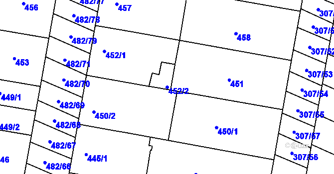Parcela st. 452/2 v KÚ Mutěnice, Katastrální mapa