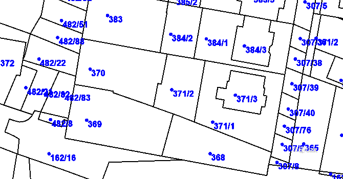 Parcela st. 371/2 v KÚ Mutěnice, Katastrální mapa