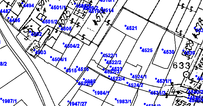Parcela st. 4522/1 v KÚ Mutěnice, Katastrální mapa
