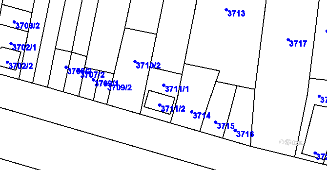 Parcela st. 3711/1 v KÚ Mutěnice, Katastrální mapa