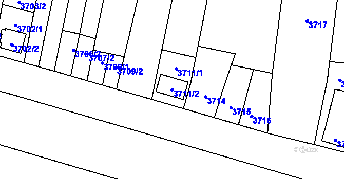 Parcela st. 3711/2 v KÚ Mutěnice, Katastrální mapa