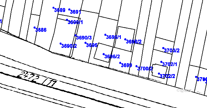 Parcela st. 3696/2 v KÚ Mutěnice, Katastrální mapa