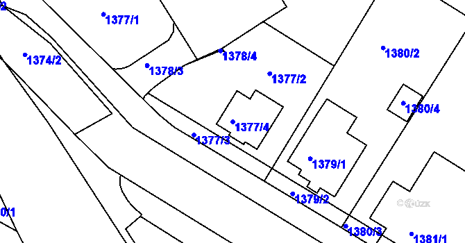 Parcela st. 1377/4 v KÚ Mutěnice, Katastrální mapa