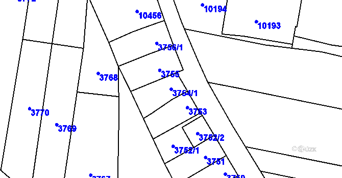 Parcela st. 3754/1 v KÚ Mutěnice, Katastrální mapa