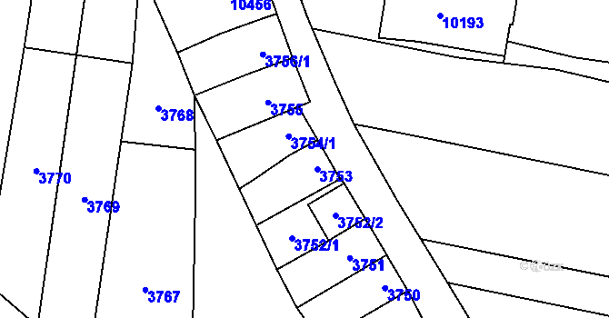 Parcela st. 3754/2 v KÚ Mutěnice, Katastrální mapa