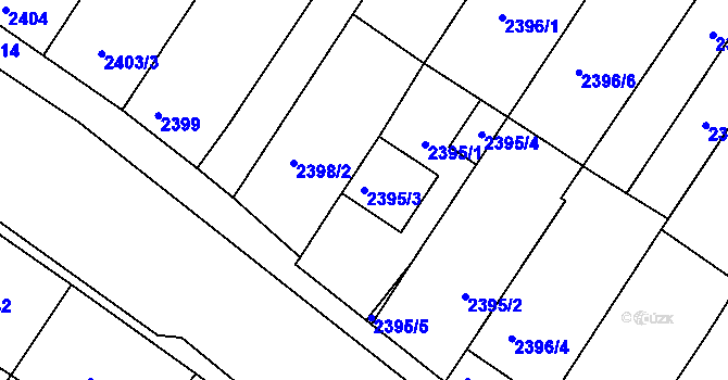 Parcela st. 2395/3 v KÚ Mutěnice, Katastrální mapa