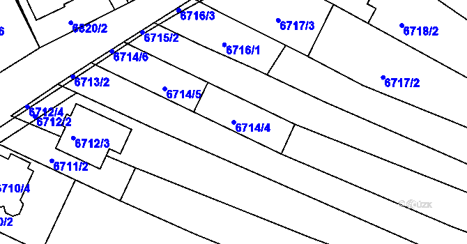 Parcela st. 6714/4 v KÚ Mutěnice, Katastrální mapa