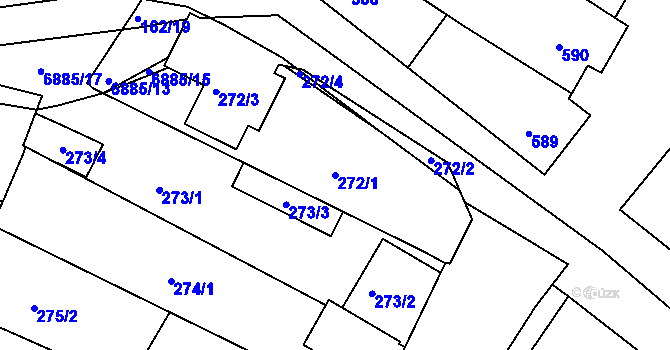 Parcela st. 272/1 v KÚ Mutěnice, Katastrální mapa
