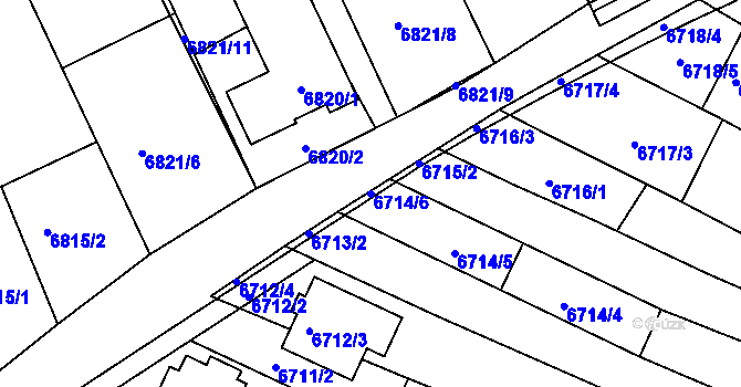 Parcela st. 6714/6 v KÚ Mutěnice, Katastrální mapa