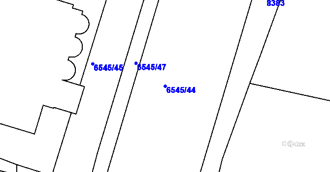 Parcela st. 6545/44 v KÚ Mutěnice, Katastrální mapa
