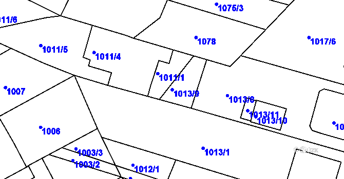 Parcela st. 1013/9 v KÚ Mutěnice, Katastrální mapa