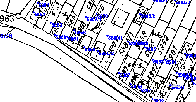 Parcela st. 5880/2 v KÚ Mutěnice, Katastrální mapa