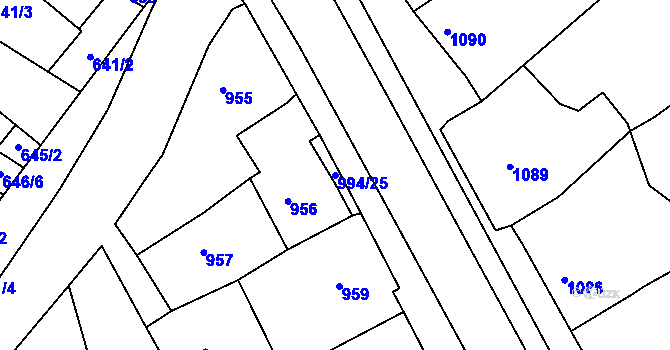 Parcela st. 994/25 v KÚ Mutěnice, Katastrální mapa