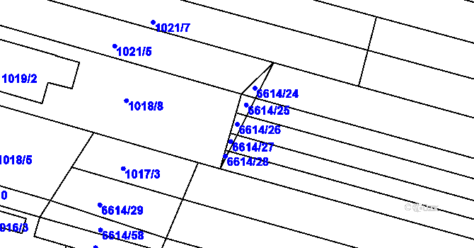 Parcela st. 6614/26 v KÚ Mutěnice, Katastrální mapa