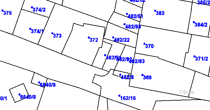 Parcela st. 482/21 v KÚ Mutěnice, Katastrální mapa