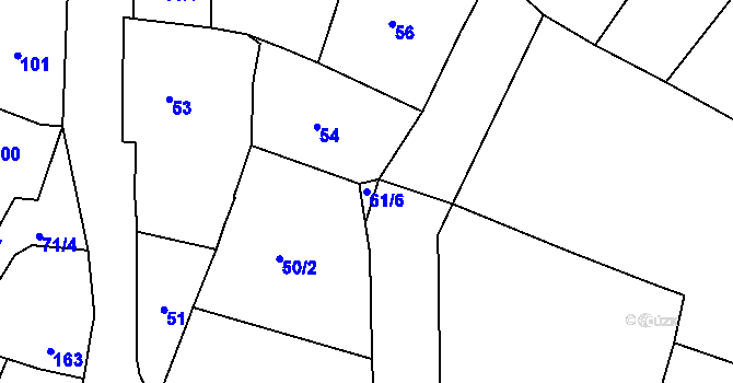 Parcela st. 61/6 v KÚ Mutěnice, Katastrální mapa
