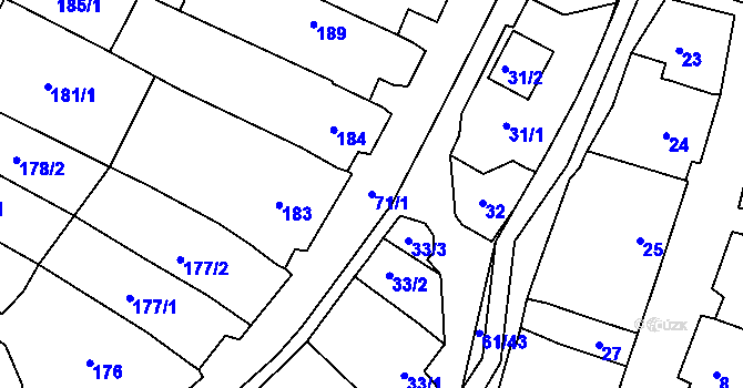 Parcela st. 71/1 v KÚ Mutěnice, Katastrální mapa