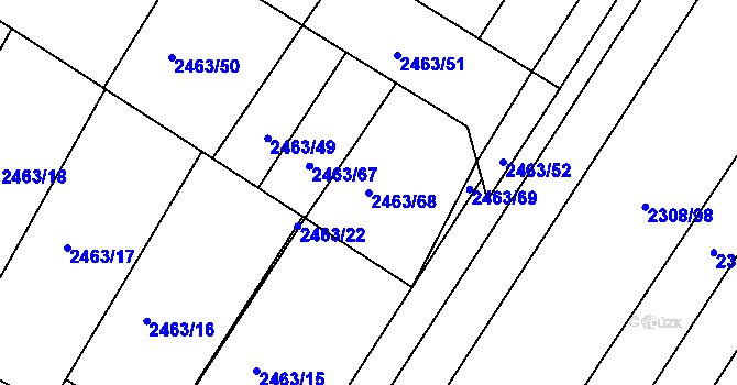 Parcela st. 2463/68 v KÚ Mutěnice, Katastrální mapa