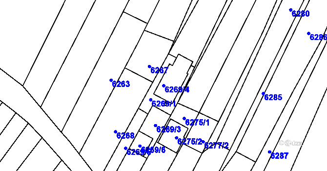 Parcela st. 6269/4 v KÚ Mutěnice, Katastrální mapa