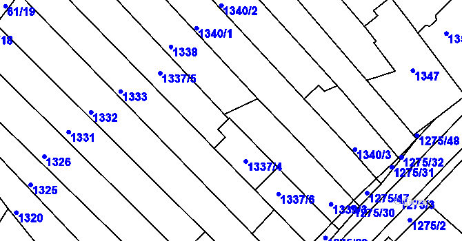 Parcela st. 1339/4 v KÚ Mutěnice, Katastrální mapa