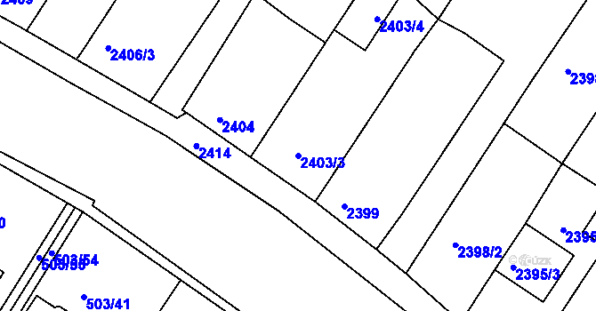 Parcela st. 2403/3 v KÚ Mutěnice, Katastrální mapa